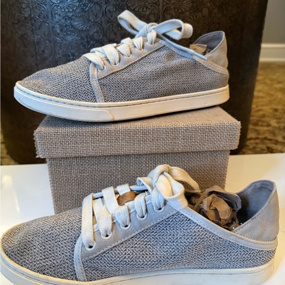OluKai Pehuea Li  Light Gray Sneakers with White Accents